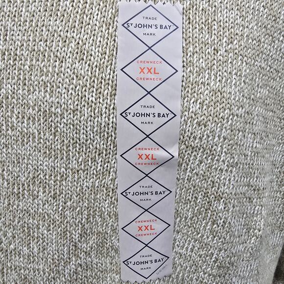 NWT St. John's Bay Sweater Men XXL 2XL Crew Neck Cotton Oatmeal Marl - Picture 7 of 13